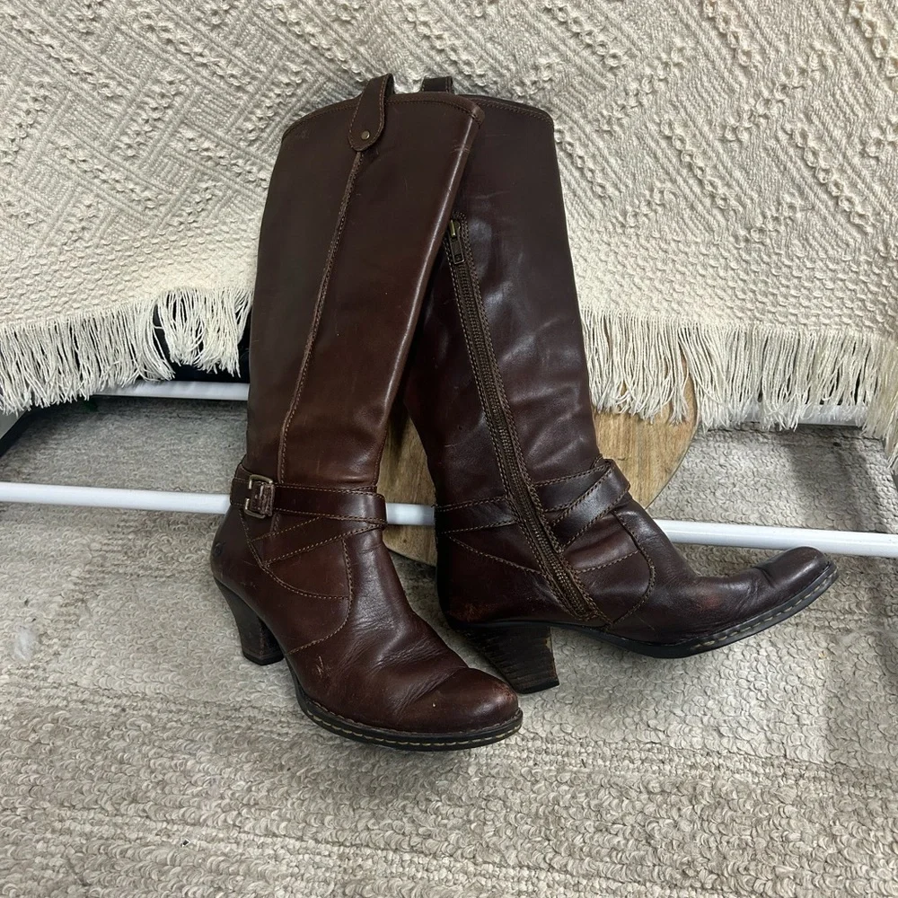 Born Rich Brown Leather Heeled Boots - Picture 4 of 4